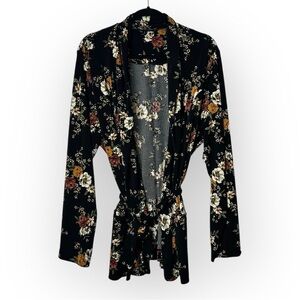 Dex Floral Open Belted Sweater Top 2X